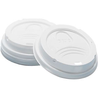 White Dome Lids Tear Back For 10oz to 24oz Drinking Cups 50 Pcs.