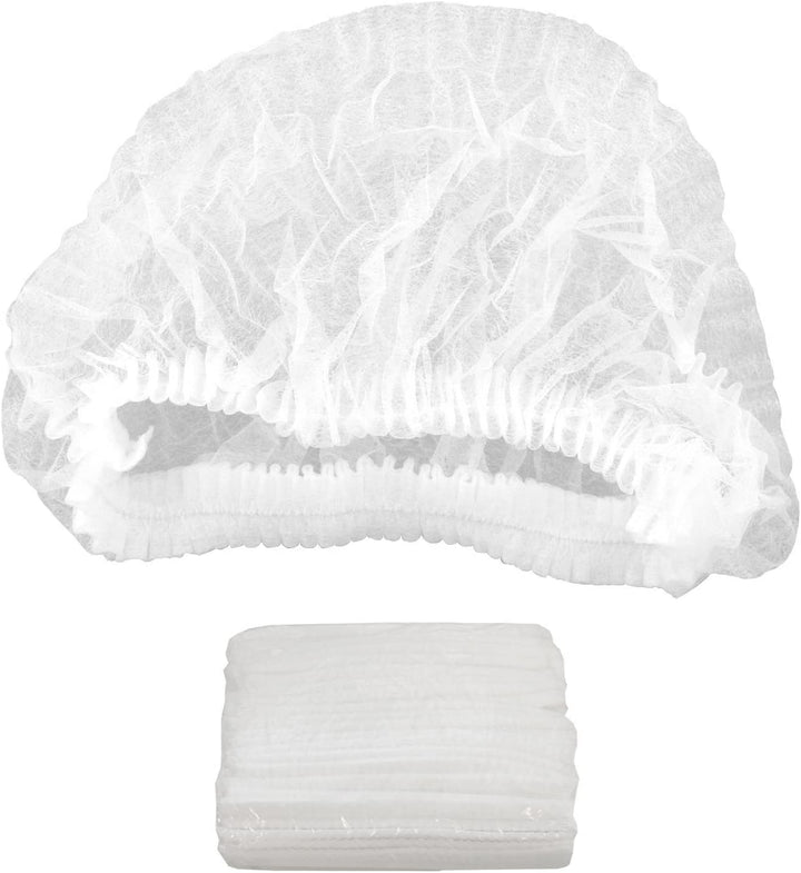 Hair Nets White Pleated Caps 21" 100 Pcs x 1 Bag=100 Pcs