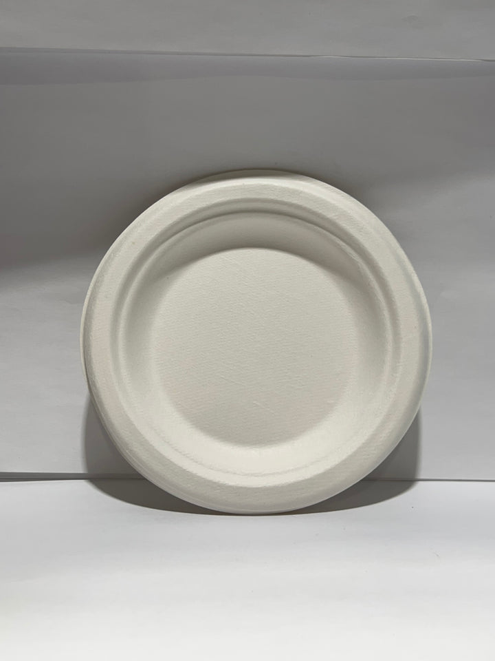 6" Bagasse Round Fiber (Paper) Plate 125 Pcs.