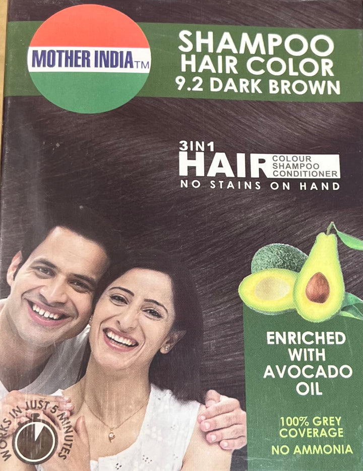 Dark Brown Hair Colour Shampoo 75 ML Box Mother India