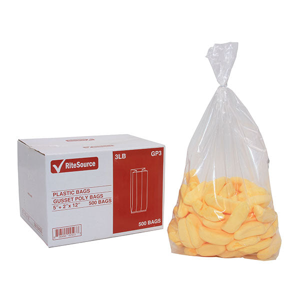 3 Lb Poly Bags Food Contact (5" x 2" x 11.5") 500 / Box