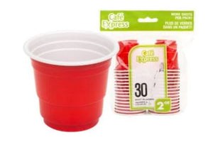 2oz Red Plastic Shot Glasses 30 pack