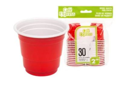 2oz Red Plastic Shot Glasses 30 pack