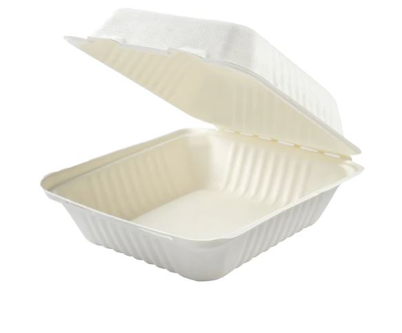 1 Compartment Clamshell Fiber Hinged Lid Containers (8"x8.7"x3") 200 Pcs.