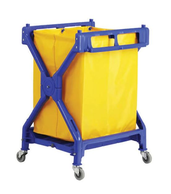 Laundry Plastic X-frame Blue Cart + Yellow Bag