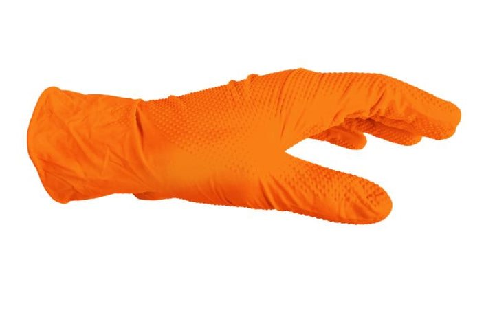 Orange Diamond Textured Nitrile Gloves 8 Mil X-Large 100 Pcs