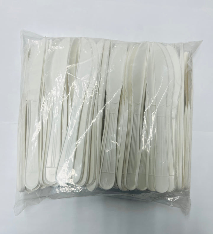 Knives Plastic White Heavy Duty 100 Pcs