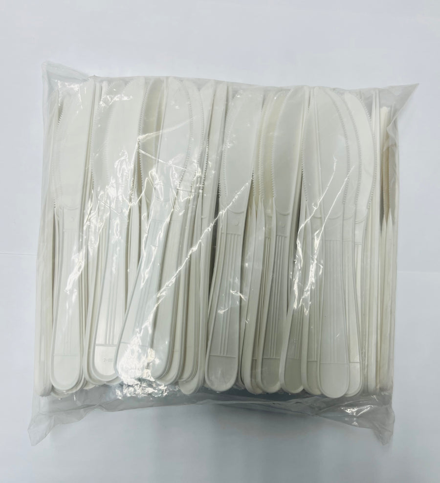 Knives Plastic White Heavy Duty 100 Pcs