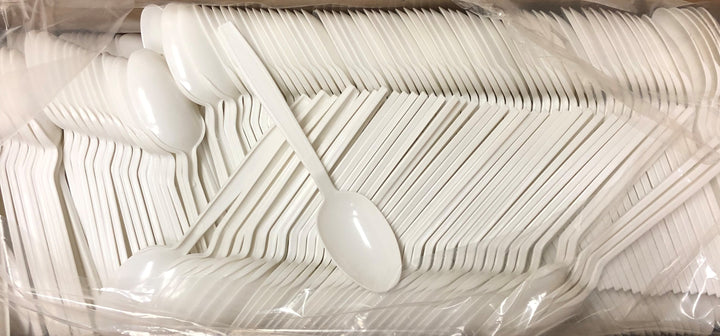 Heavy Duty Plastic White Tea Spoons 100 Pcs.