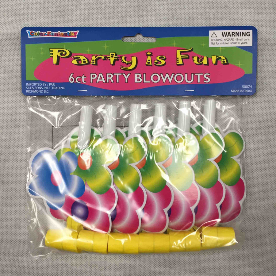 Party Blowouts W/face Card, Blossom Party 6 Pcs