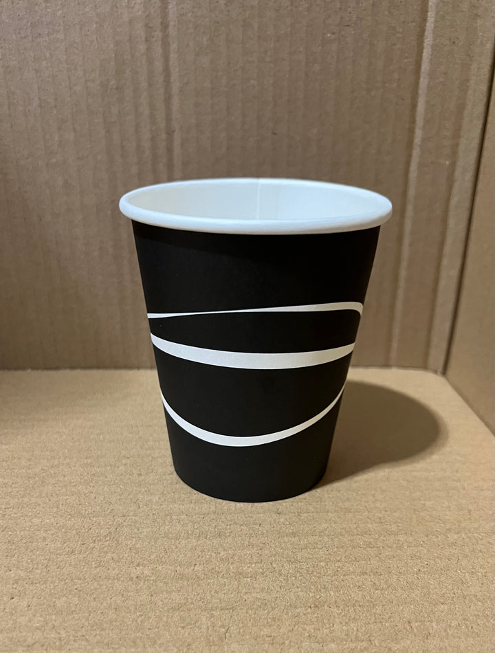 8oz Hot / Cold Paper Drinking Cups Black and White 1000 Pcs.