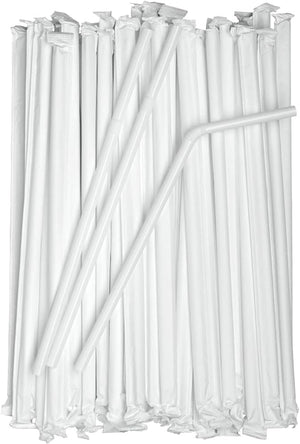 8" Flex White Paper Straw Wrapped 400pcs.