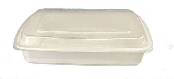 38oz White Rectangle Container With Lids Combo 150 Pcs. Set