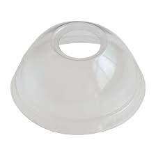 6oz To 12oz Ice Cream / Dessert Clear Dome Lids With Hole 50 Pcs.