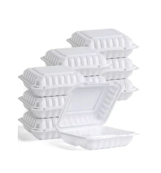 7" 701 Clamshell PP Microwavable Container 1 Compartment 150 Pcs.