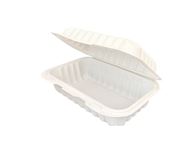 188 Shallow Clamshell PP Microwavable Container Shallow 9" x 6" x 2.5" 150 Pcs.