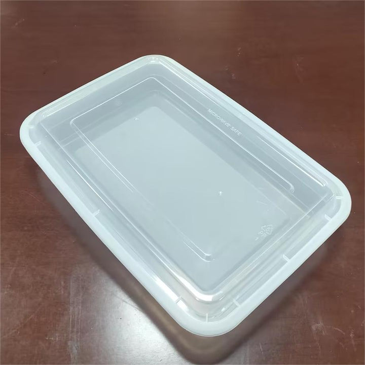 58oz White Rectangular Container With Clear Lid 150 Set