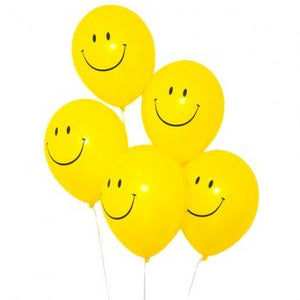 12" Printed Party Ballons Happy Face 10 Pcs
