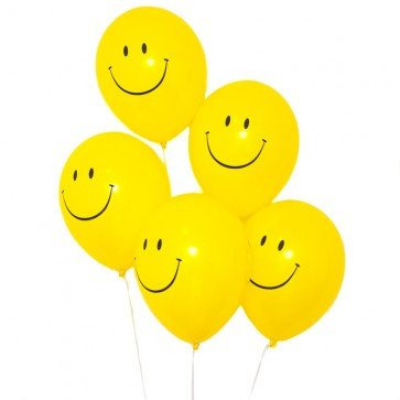 12" Printed Party Ballons Happy Face 10 Pcs