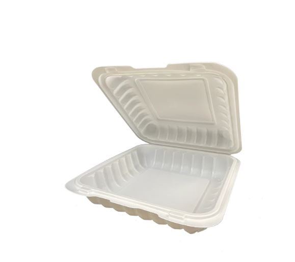 9" 901 Clamshell PP Microwavable Container 1 Compartment 9" x 9" 150 Pcs.