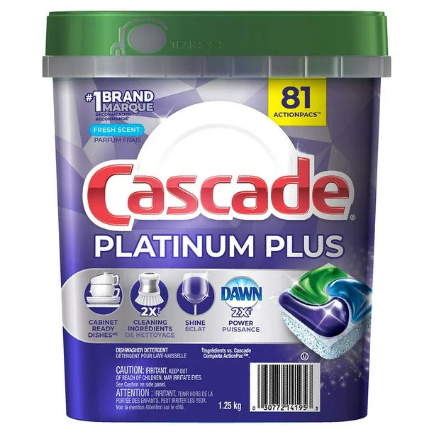 Cascade Platinum Plus Dishwasher Detergent 81 Count 1.25 kg