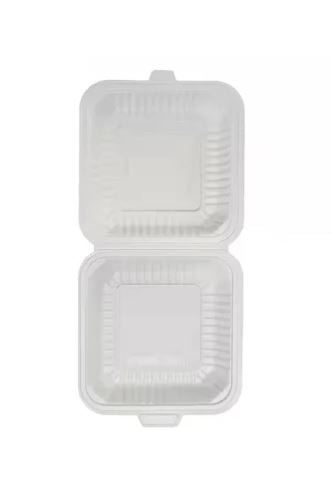 Snap-Lock 8"x8" 1 Compartment PP Clamshell Microwaveable Containers 150/CS