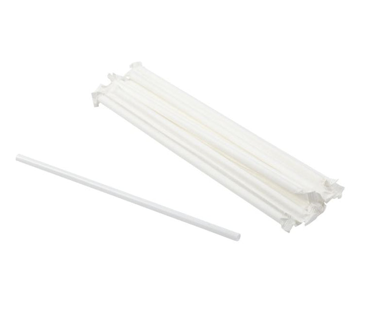 8" White Straw Paper Wrapped 500 x 6 Boxes =3000 pcs