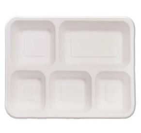 5 Compartment Bagasse Meal Tray 500 Pcs