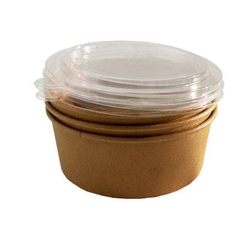 Round Clear Lid 500-1000ml For Kraft Container 300 Pcs