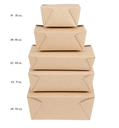 Box #4 (112oz) Kraft Paper Food Container 7-3/4 x 5-1/2 x 3-1/2, 4 Flap 160 Pcs.