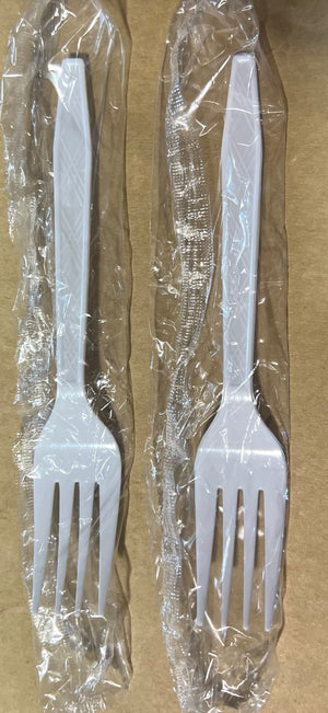 Individually Wrapped White Plastic Forks (PS) 500 Pcs.