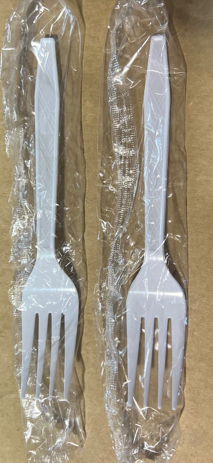 Individually Wrapped White Plastic Forks (PS) 500 Pcs.