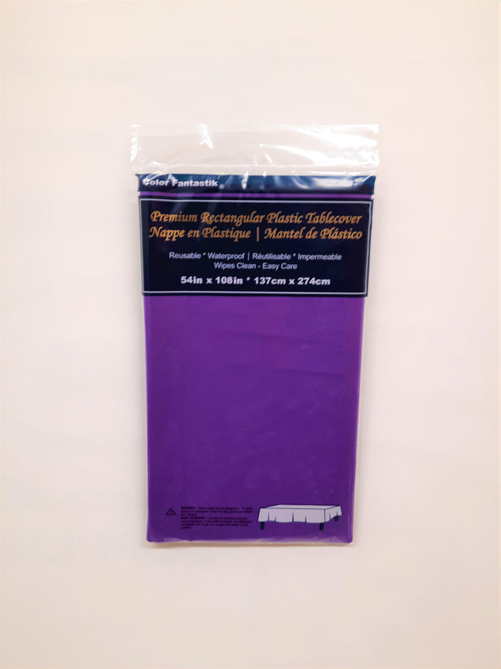 Rectangular Purple Plastic Tablecloth 54"x108"