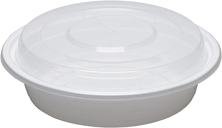 7" (24oz) White Round Container With Clear Lids Combo 150 Set