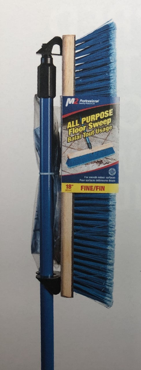 18"/45 Cm Medium Blue & Black Push Broom With 54"/137 Cm Metal Handle