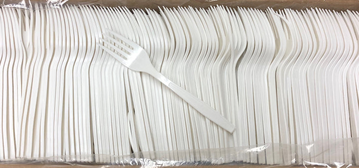 Heavy Duty Plastic White Forks 100 Pcs.