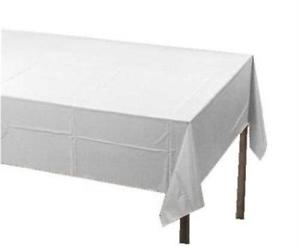 Rectangular 2ply Paper W/plastc White Plastic Tablecloth 54"x108"
