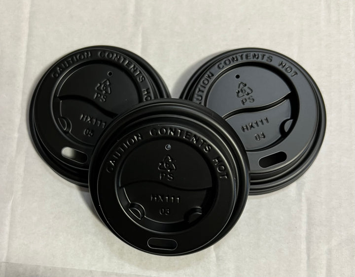 Black Dome Lids Tear Back For 4oz Drinking Cups 50 Pcs.