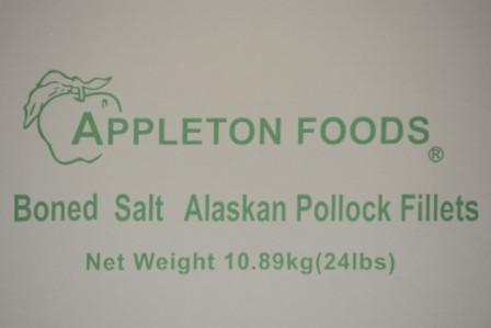 Appleton - Boned Salt Alaskan Pollock Fillets 10oz x 40 Pcs 24lbs