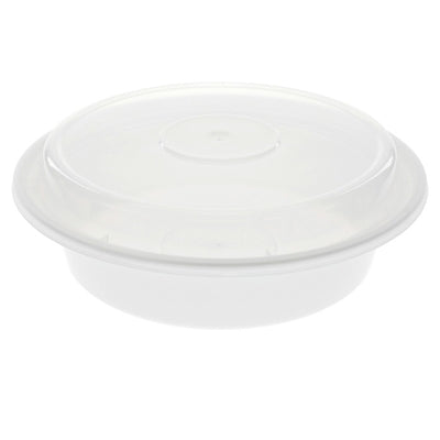 7" (24oz) White Round Container With Clear Lids Combo 150 Set