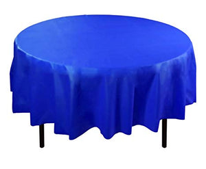 Round Dark Blue Plastic Tablecloth 84"