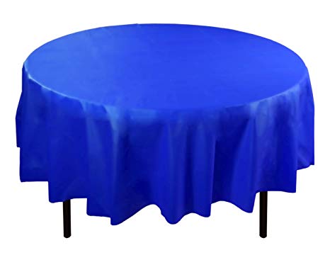 Round Dark Blue Plastic Tablecloth 84"