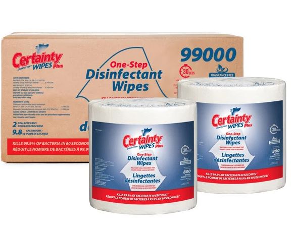 CERTAINTY DISINFECTANT PLUS WIPES 8X6 PREMOIST 800/RL