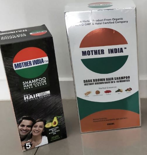 Dark Brown Hair Colour Shampoo 400 ML Bottle Mother India