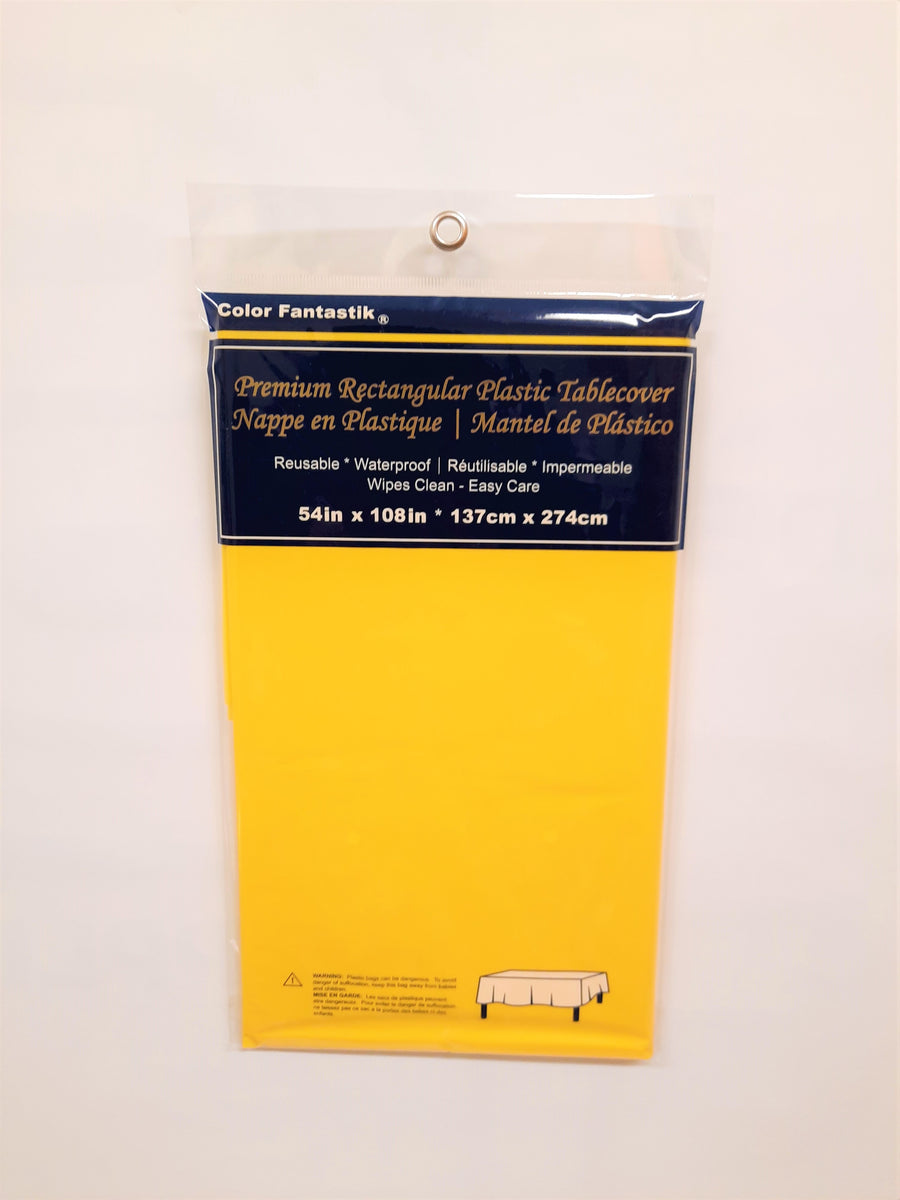 Rectangular Yellow Plastic Tablecloth 54"x108"