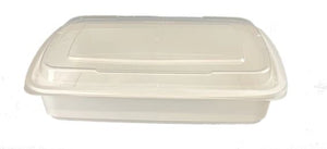 38oz White Rectangle Container With Lids Combo 50 Pcs. Set