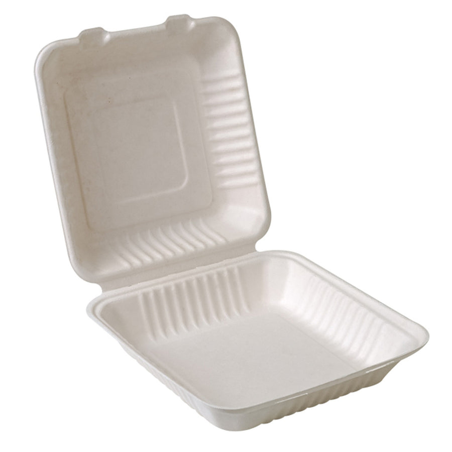 1 Compartment Clamshell Fiber Hinged Lid Containers (9"x9"x3") 100 Pcs.