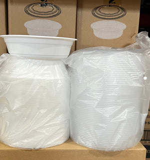 6" (16oz) White Round Container With Clear Lids Combo 50 Set