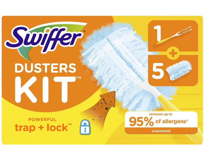 SWIFFER DUSTER KIT (1 HANDLE & 5 DUSTERS)  WHITE