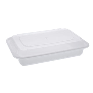 58oz White Rectangular Container With Clear Lid 50 Set